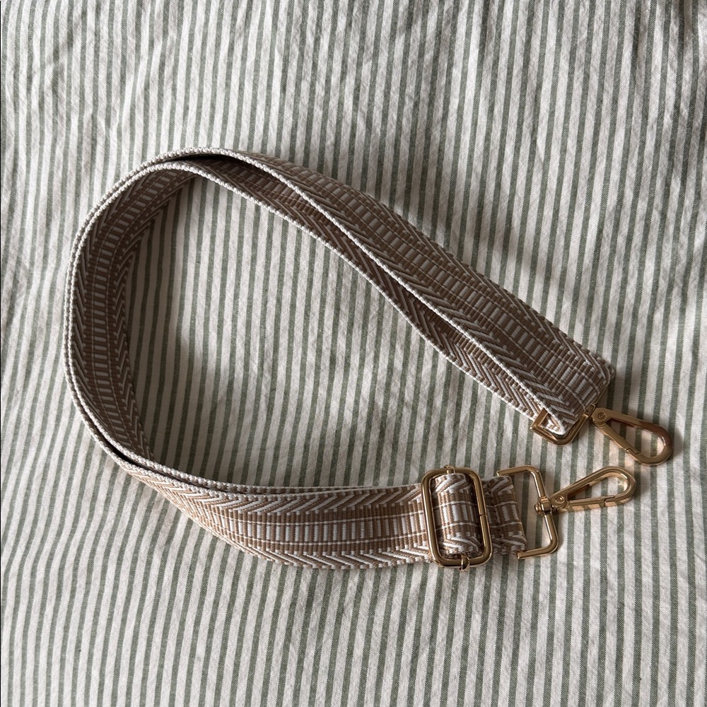 Tan and White Adjustable bag Strap